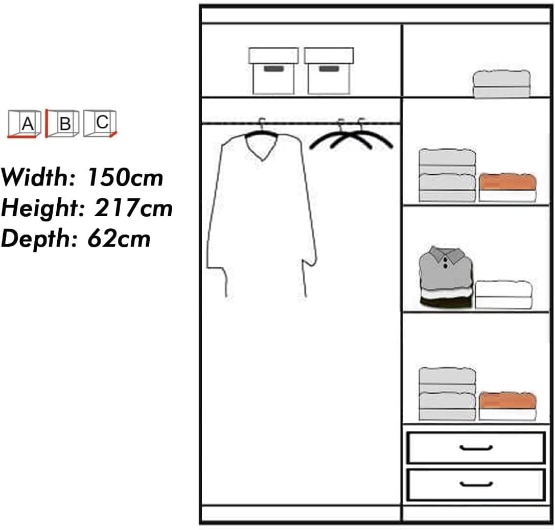 BERLIN WARDROBE-Free Standing Sliding Double Mirror Door Wardrobe by ZIUSA