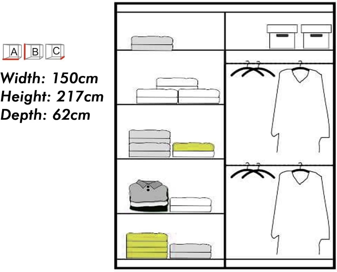 INDIANA WARDROBE - Free Standing Sliding Double Door Wardrobe with Mirror  by ZIUSA