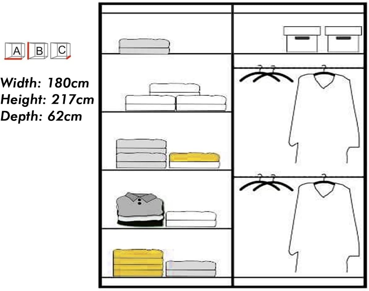 INDIANA WARDROBE - Free Standing Sliding Double Door Wardrobe with Mirror  by ZIUSA