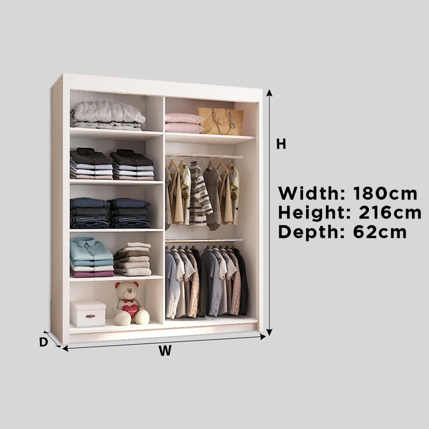 BATUMI WARDROBE - Double Mirror Sliding Doors Wardrobe, featuring double sliding Doors