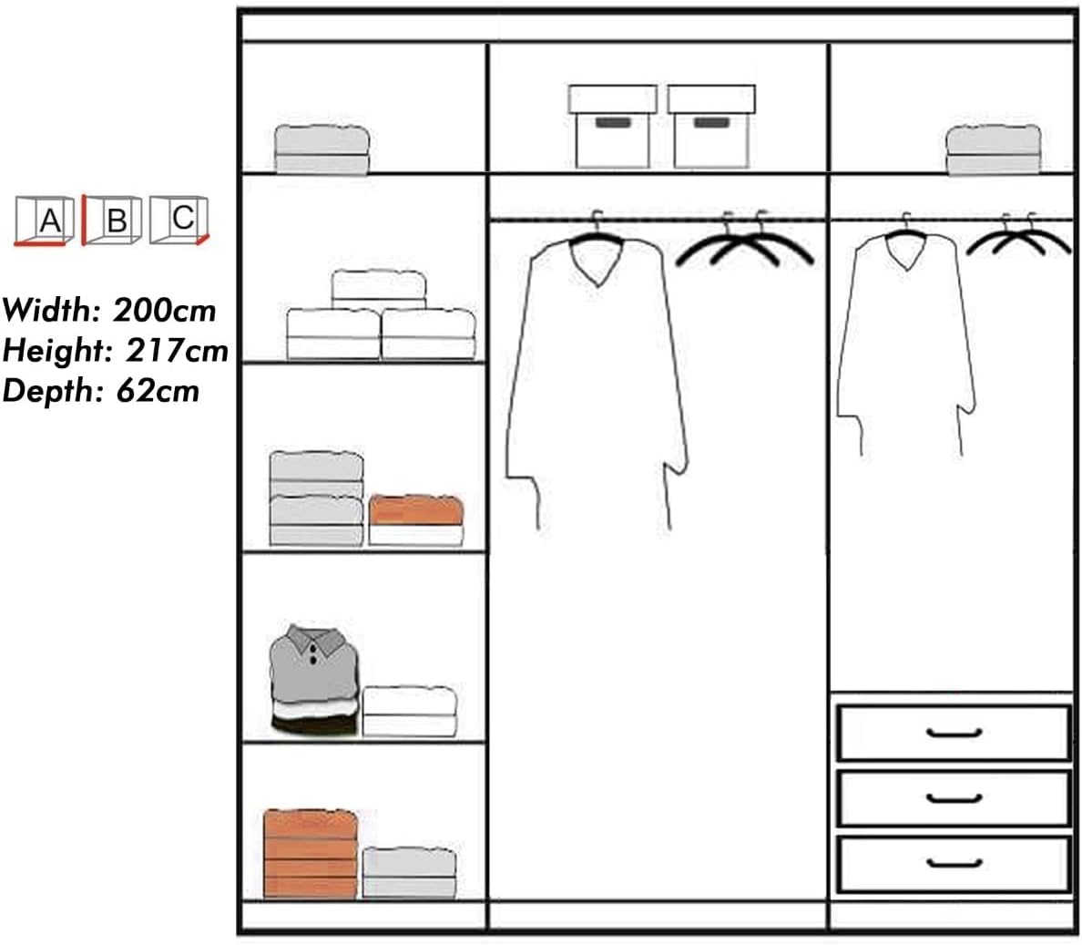 BERLIN WARDROBE-Free Standing Sliding Double Mirror Door Wardrobe by ZIUSA