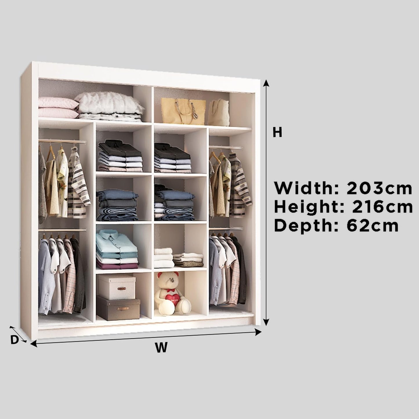 BATUMI WARDROBE - Double Mirror Sliding Doors Wardrobe, featuring double sliding Doors