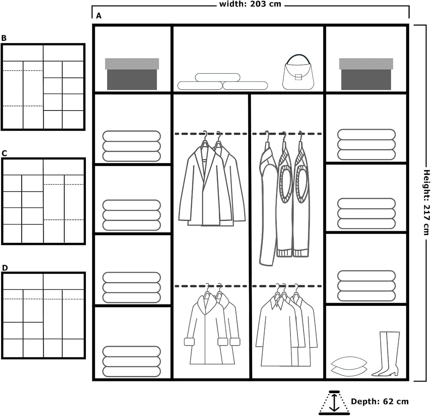 INDIANA WARDROBE - Free Standing Sliding Double Door Wardrobe with Mirror  by ZIUSA