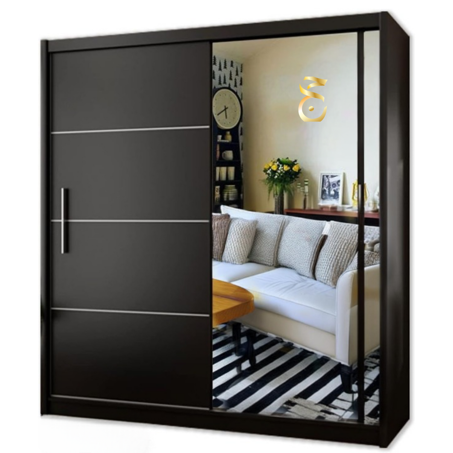 INDIANA WARDROBE - Free Standing Sliding Double Door Wardrobe with Mirror  by ZIUSA