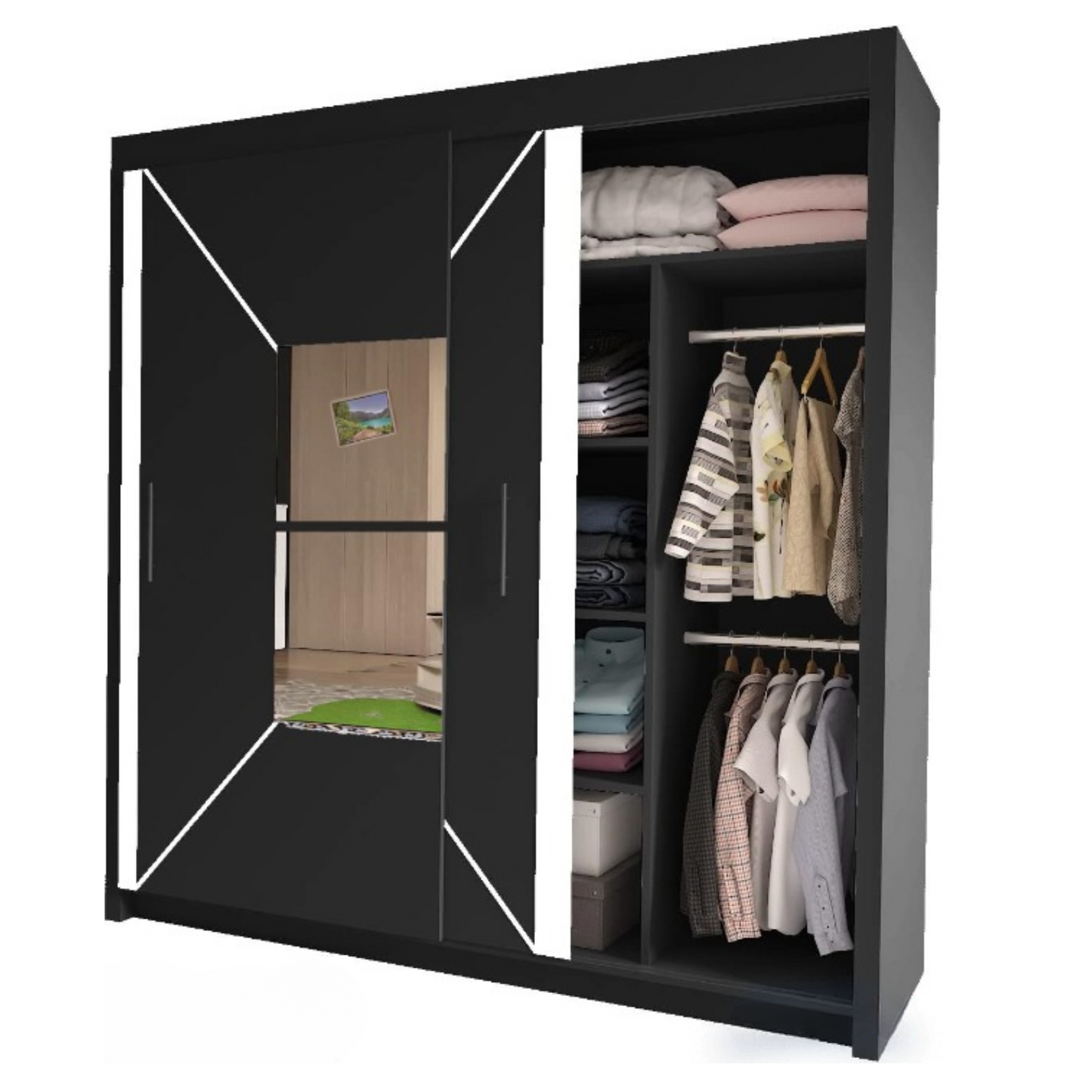 NICOLE WARDROBE - Modern Sliding Door Wardrobe With Hanging Rail For Bedroom by ZIUSA