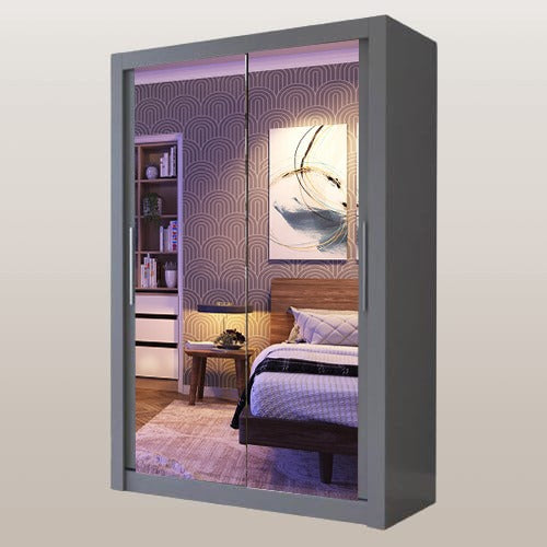 CHICAGO WARDROBE - Double Sliding Door Wardrobe With Hanging Rail by ZIUSA