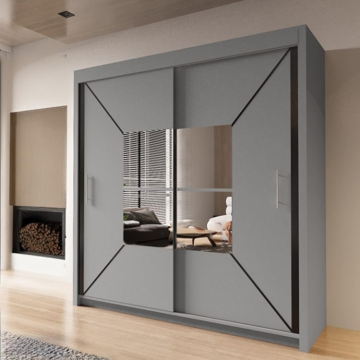 NICOLE WARDROBE - Modern Sliding Door Wardrobe With Hanging Rail For Bedroom by ZIUSA