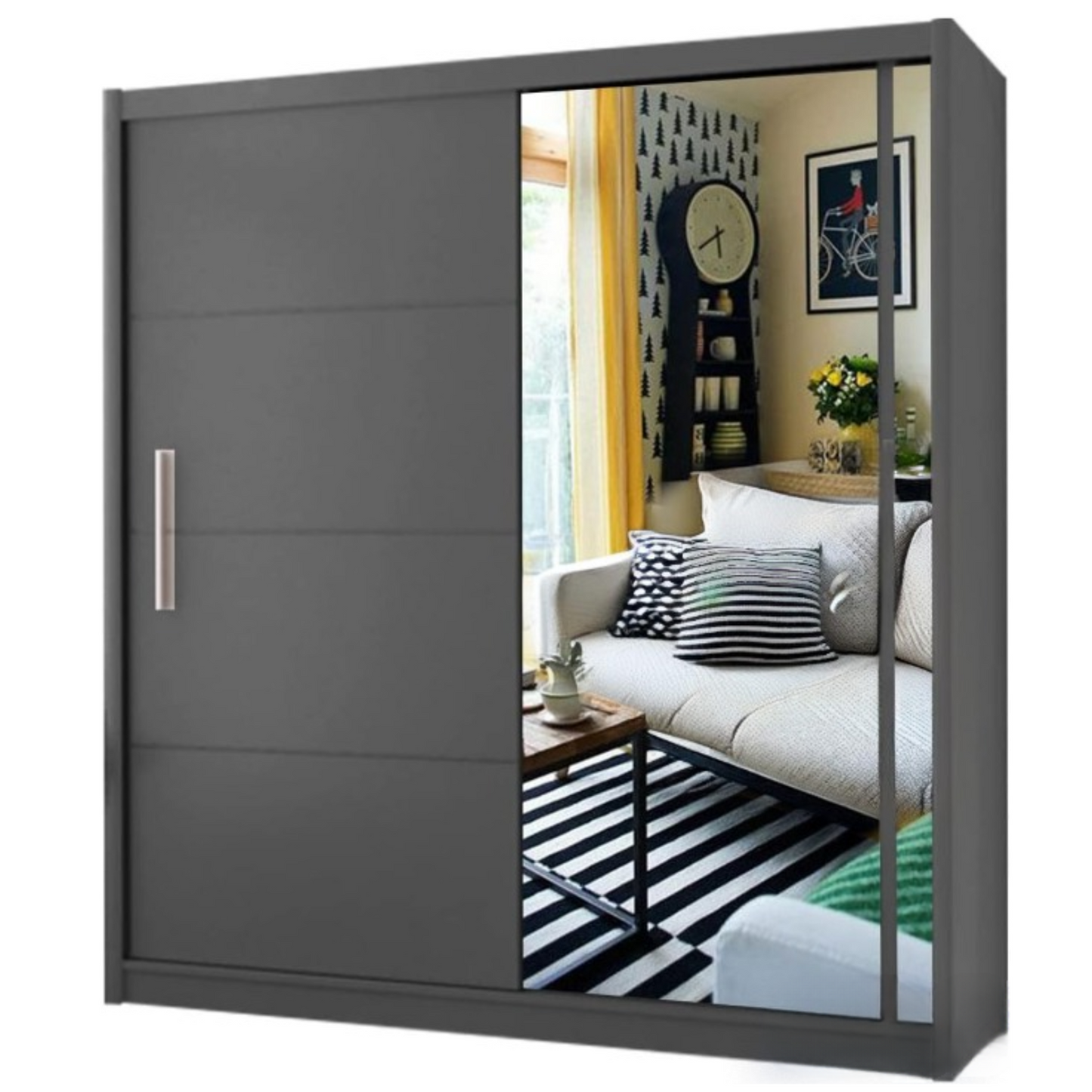 INDIANA WARDROBE - Free Standing Sliding Double Door Wardrobe with Mirror  by ZIUSA