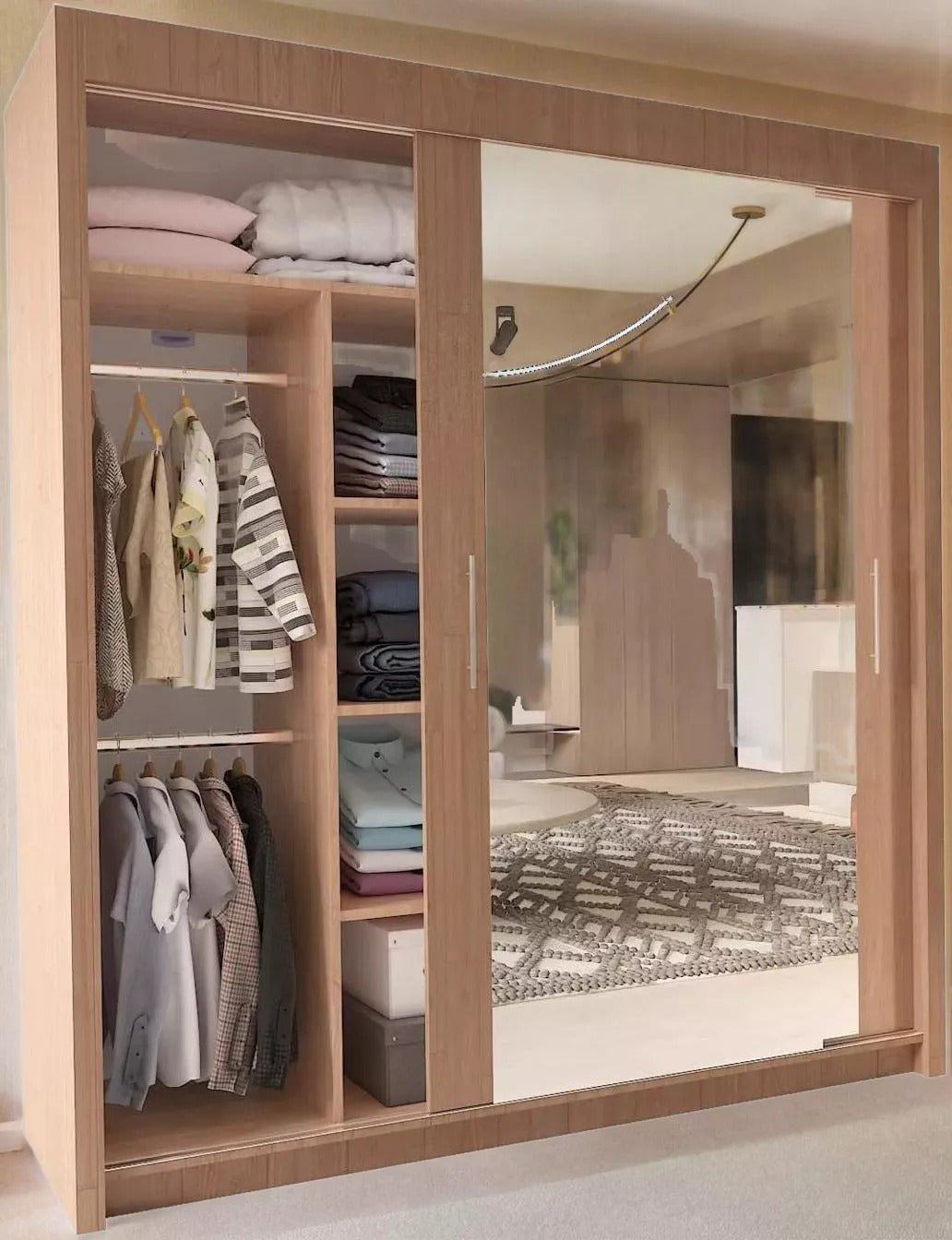 CHICAGO WARDROBE - Double Sliding Door Wardrobe With Hanging Rail by ZIUSA