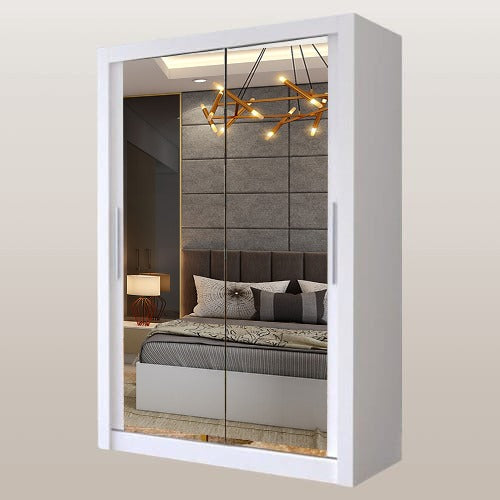 CHICAGO WARDROBE - Double Sliding Door Wardrobe With Hanging Rail by ZIUSA