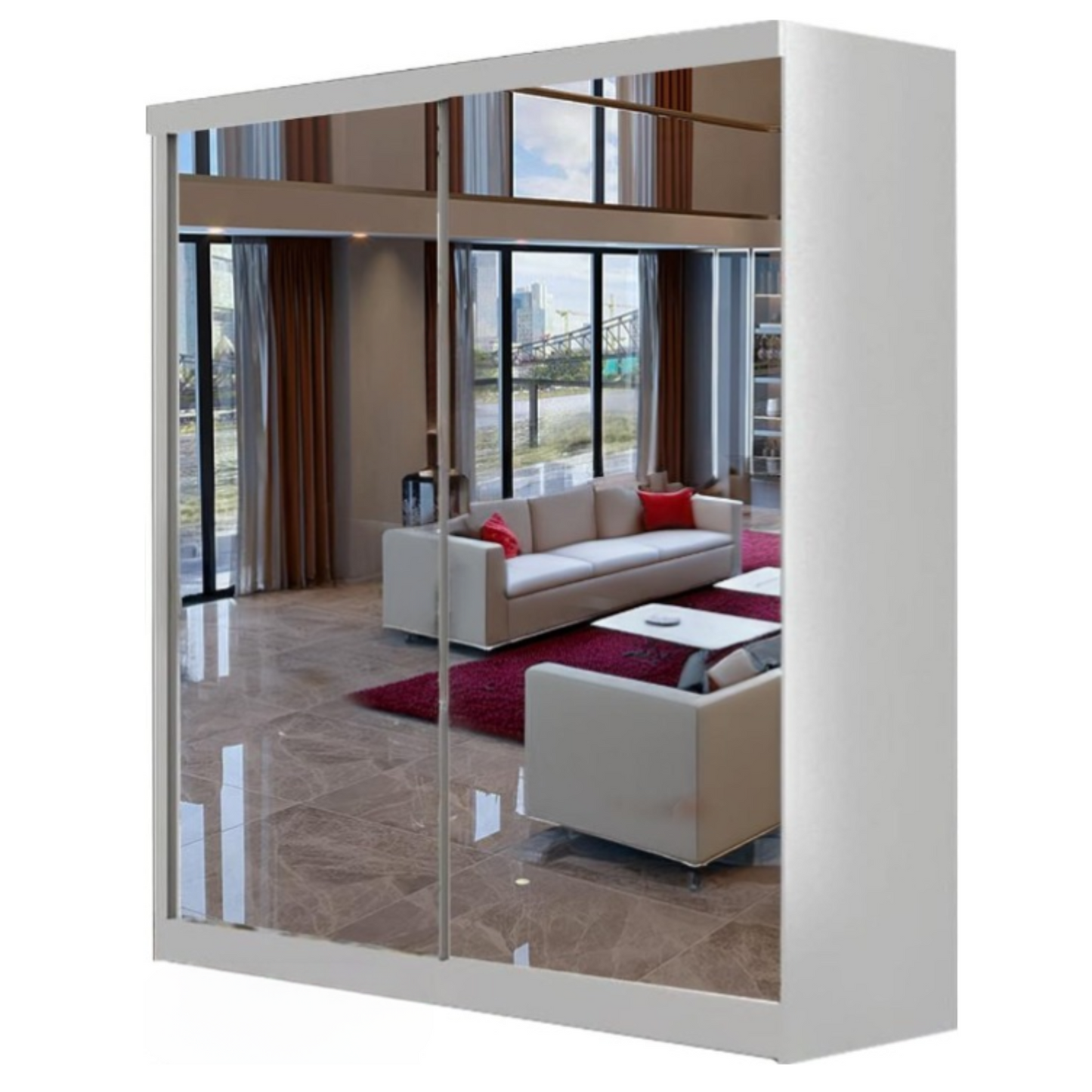 BERLIN WARDROBE-Free Standing Sliding Double Mirror Door Wardrobe by ZIUSA