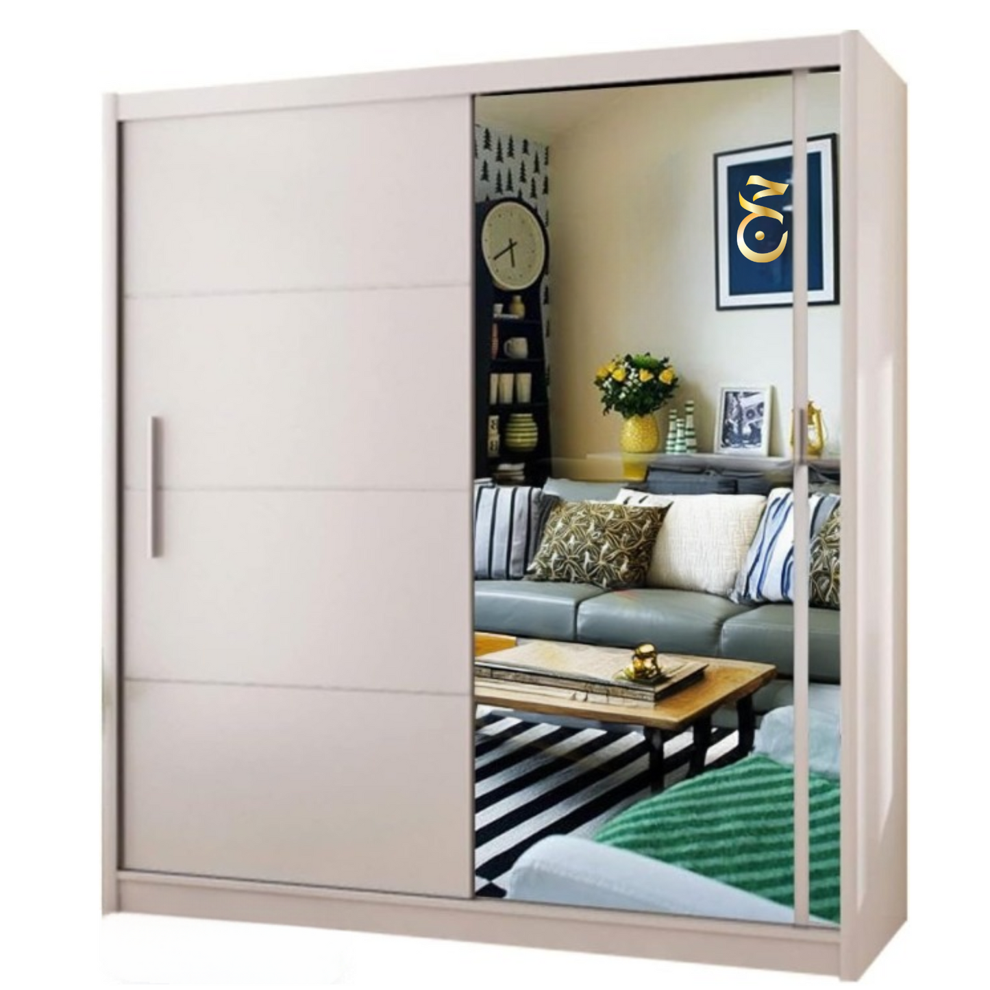 INDIANA WARDROBE - Free Standing Sliding Double Door Wardrobe with Mirror  by ZIUSA