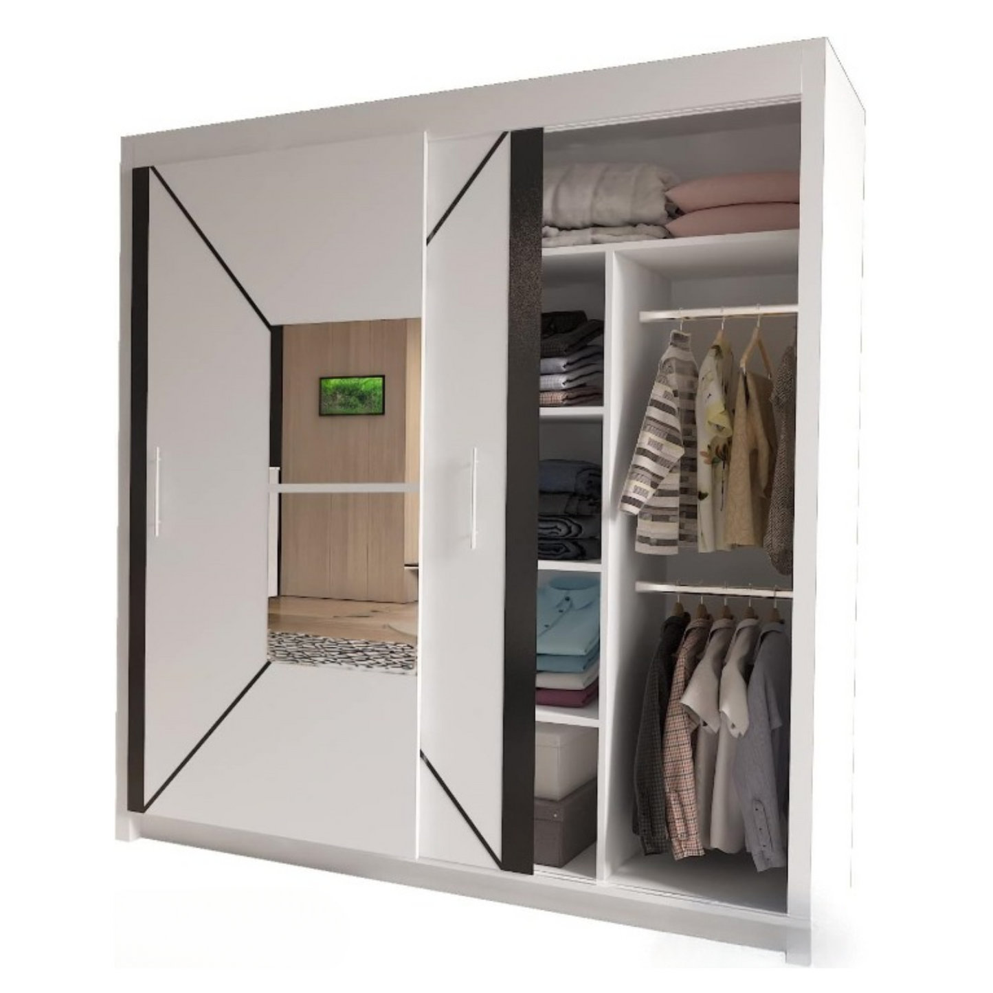 NICOLE WARDROBE - Modern Sliding Door Wardrobe With Hanging Rail For Bedroom by ZIUSA