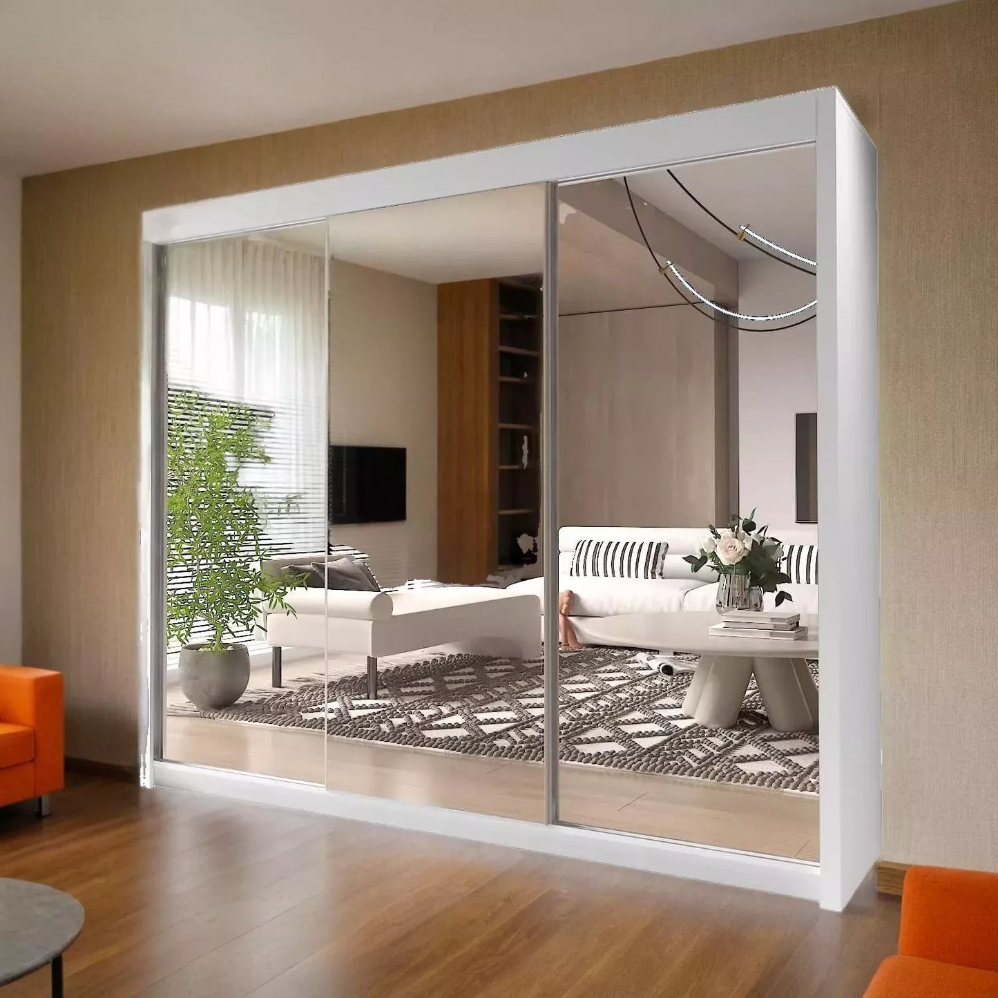 CHICAGO WARDROBE - Double Sliding Door Wardrobe With Hanging Rail by ZIUSA